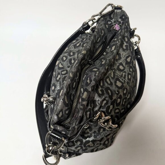 Coach Metallic Silver & Black Ocelot Purse – Designer Shoulder Bag - Picture 3 of 17